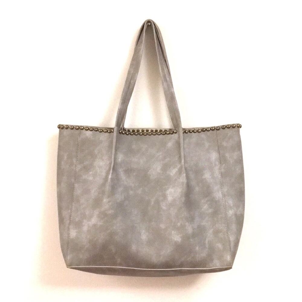 B-Low the Belt faux leather tote bag gray studded
